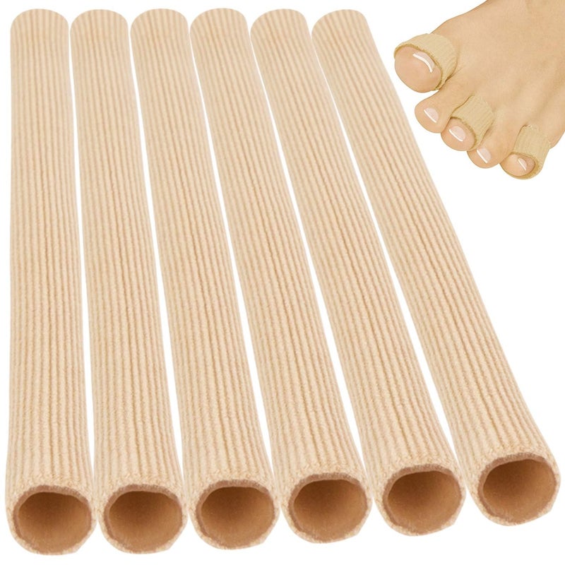 ViveSole Toe Sleeves Tubes 6 Pack Spacers Separators for Women Hammer Toe Straightener Foot Blister Protectors Relief Finger Splints for Corn Overlapping Toes Toe Covers for Calluses